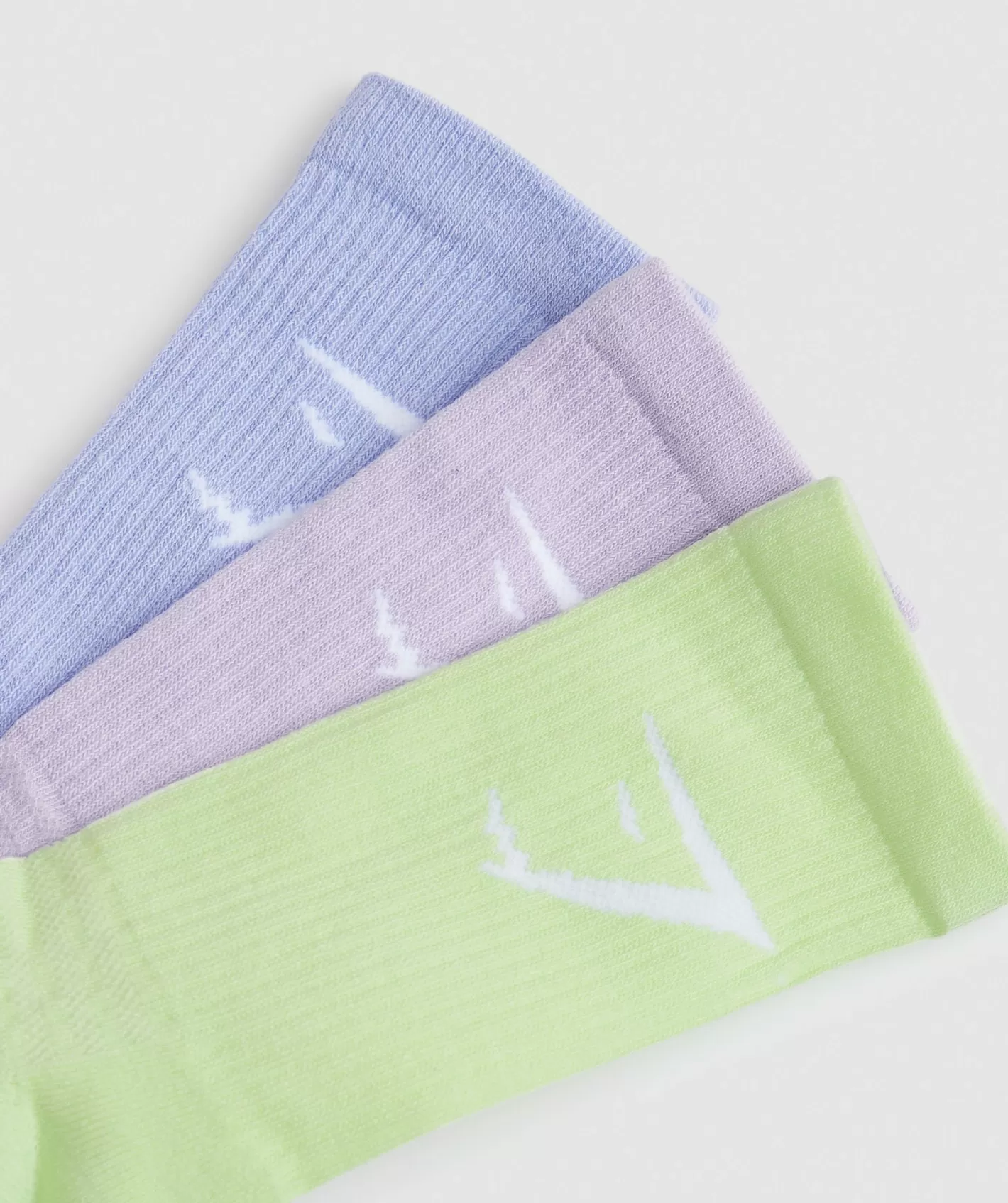 Gymshark All Socks-Crew Socks 3Pk Faded Lilac/Lavender Blue/Cucumber Green